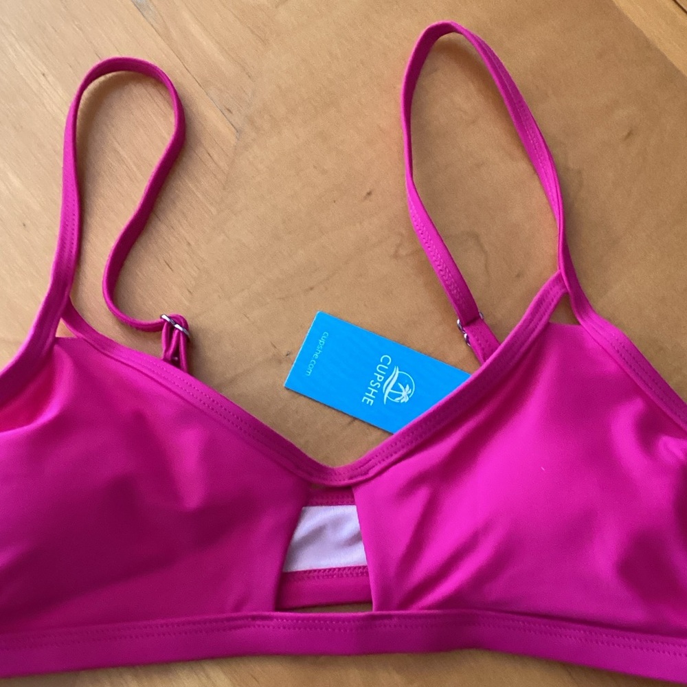 Cupshe Vibrant Hot Pink Cutout Bikini Top - Picture 1 of 5